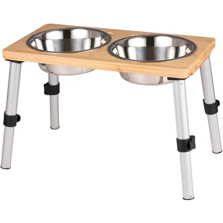 PEGGY11 Hundenäpfe Set, 2 x 1440 ml, erhöhte Edelstahlnäpfe mit rutschfestem Bambusständer für mittelgroße und große Hunde – Bild 1