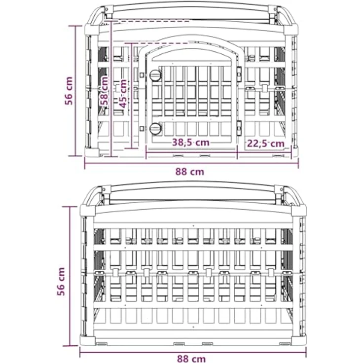 vidaXL 4-Panel Hundelaufstall, klappbar aus strapazierfähigem Kunststoff, 88 x 88 x 56 cm, weiß – Bild 3