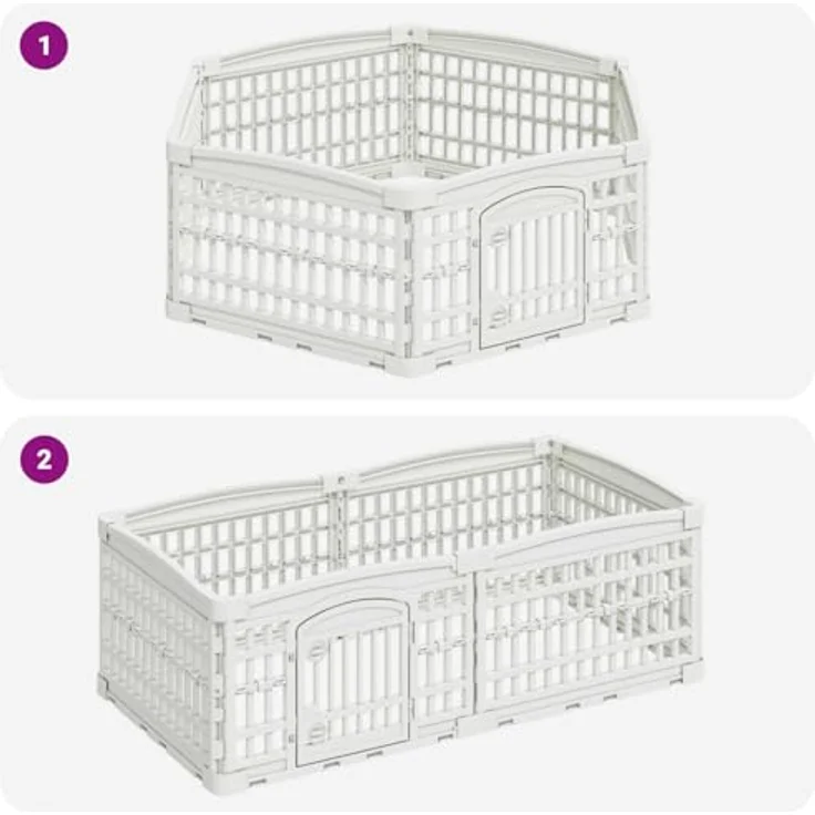 vidaXL Freigehege 6-Panel-Hundespielplatz, 122 x 106,5 x 40 cm, wetterbeständiger Kunststoff, weiß – Bild 6