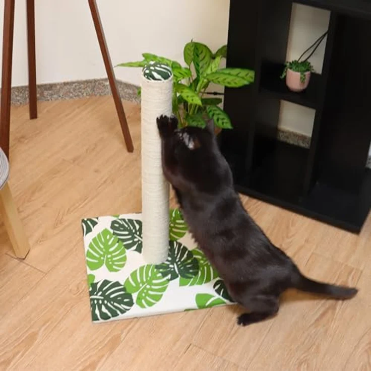 CROCI Optical Basic, Kratzbaum für große und kleine Katzen, 30x30x42 cm, zeitloses Schwarz und Weiß, mit Spielball – Bild 4
