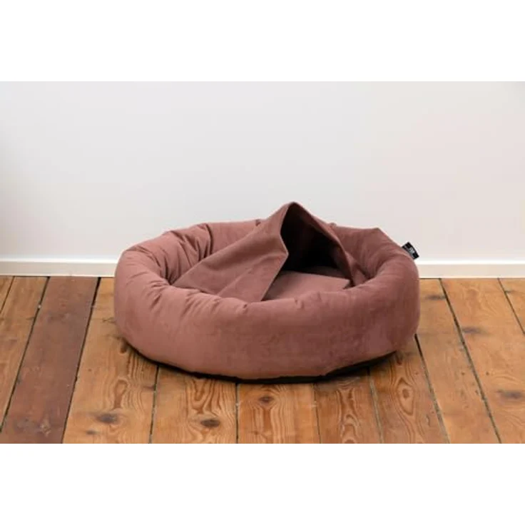 Rohrschneider LAJOS Kuschelinsel für Hunde, Runde Hundebett mit Hohem Rand, Abnehmbarer Bezug und Innenkissen, Handwaschbar, Samtstoff Polyester, Antirutsch-Unterseite, Rose, Gr. S (Ø50x15cm) – Bild 2