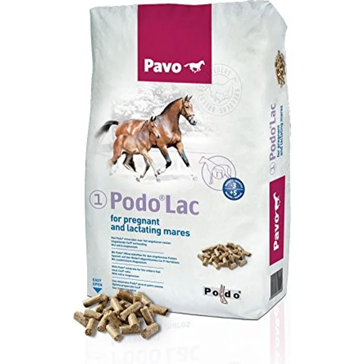 Pavo Podo Lac 20kg, Pferdefutter mit organisch gebundenem Kupfer, Zink und Mangan, optimales Ca-P-Verhältnis, zusätzlichem Magnesium, Vitamin E und Beta-Karotin für maximale Milchgabe und Fruchtbarkeit