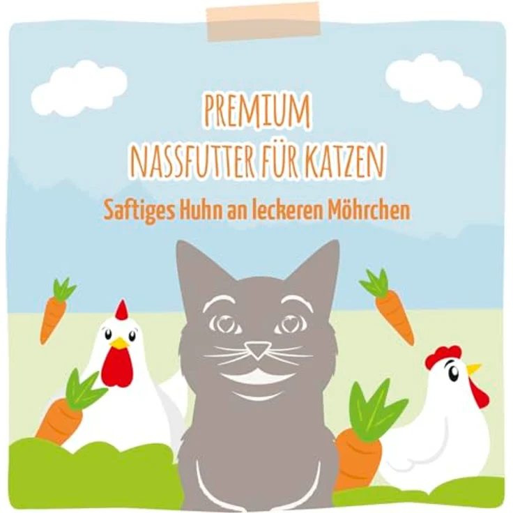 MjAMjAM Katzen-Nassfutter, 6 x 800 g, saftiges Huhn mit leckeren Möhrchen, glutenfrei und ohne Zuckerzusatz – Bild 5