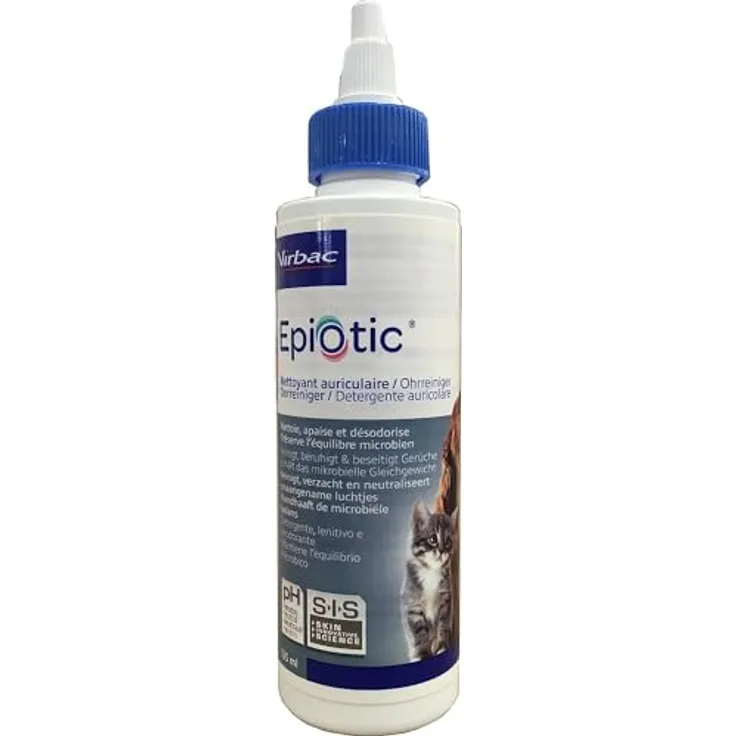 Virbac Epi-Optic Ohrenreiniger für Hunde und Katzen, 125 ml, effektive Ohrenpflege