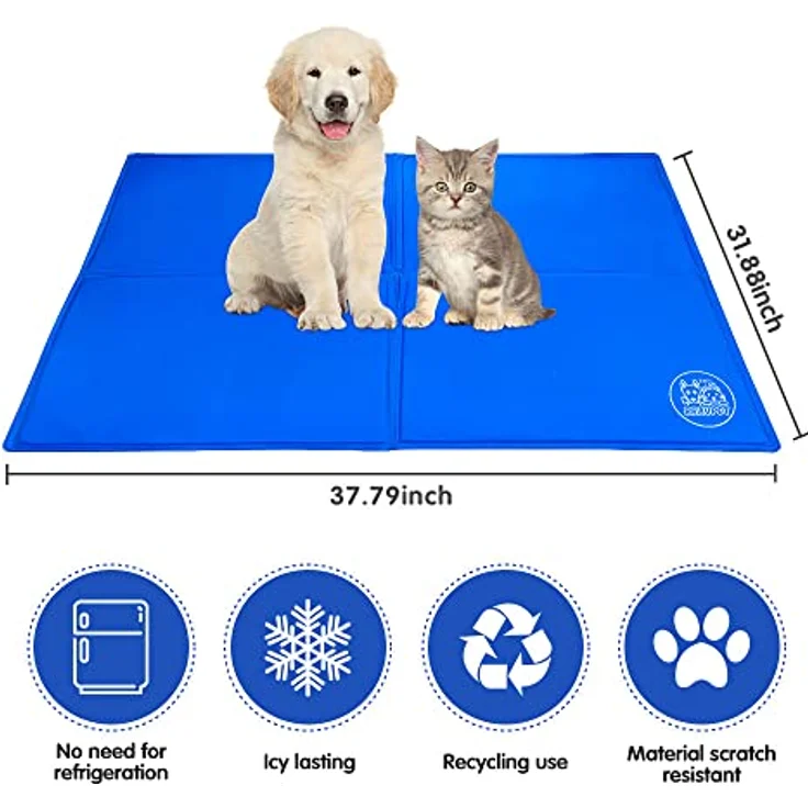 Bravpet Kühlmatte für Haustiere, Selbstkühlendes Pad für Katzen und Hunde, XXL 96 x 81 cm, komfortabel und langlebig, hohe Sicherheit – Bild 4