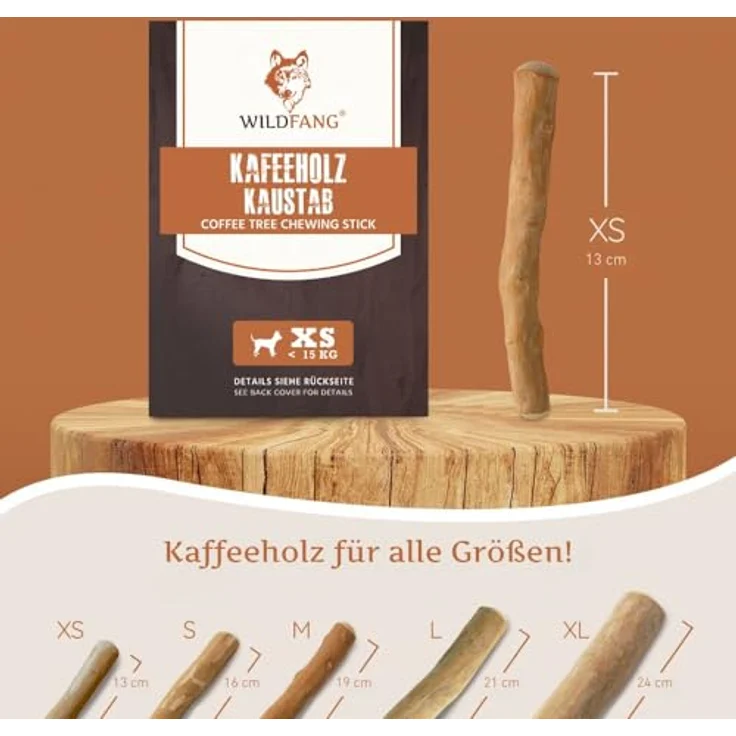 Wildfang® Kaffeeholz Kaustick für Hunde, unzerstörbares Kauspielzeug aus 100% natürlichem Kauholz, Größe XS (unter 10 kg) für aggressive Kauer & Welpen im Zahnwechsel – Bild 2