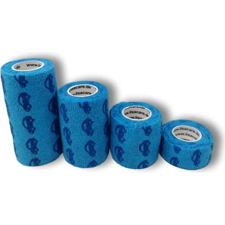 LisaCare Kohaesive Fixierbinde, selbsthaftende elastische Bandage, 4er-Set (2,5-10 cm) in Auto Blau, schmutz- und wasserabweisend, atmungsaktiv, rückstandslos entfernbar – Bild 2
