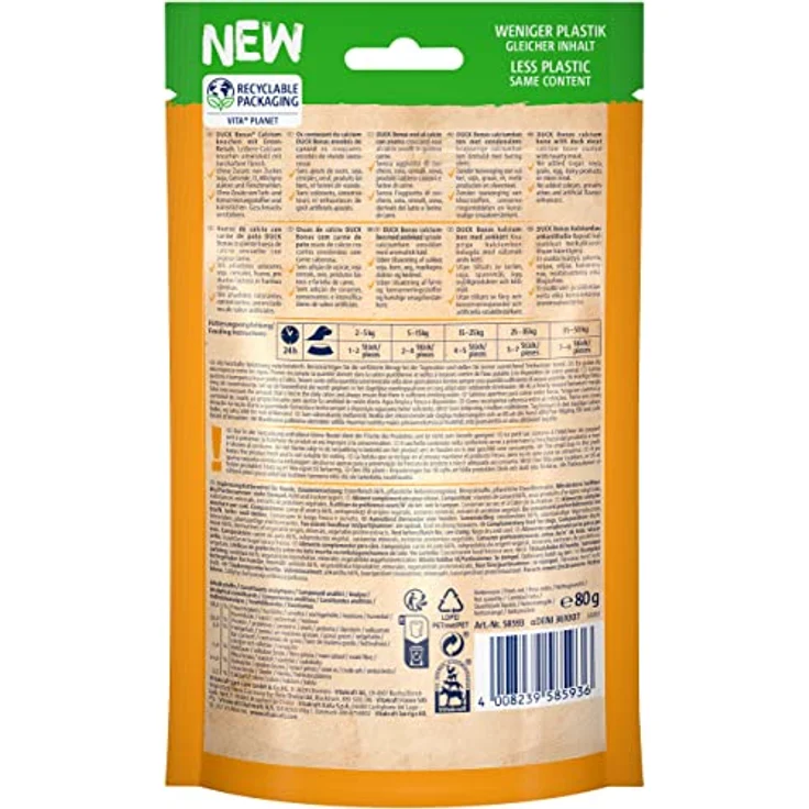 Vitakraft DUCK Bonas Calciumknochen, hochwertiger Hundesnack ohne Zucker, 80g – Bild 3