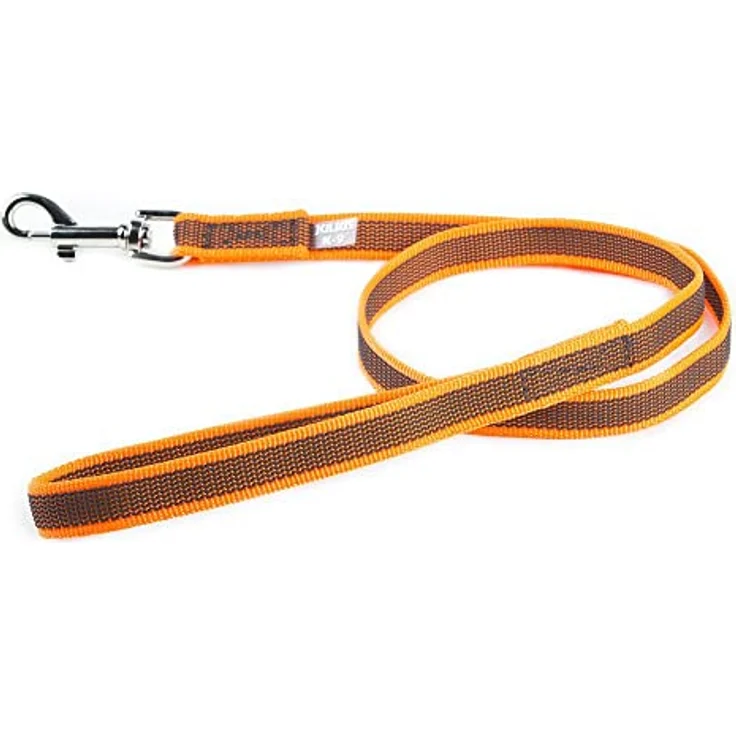 JULIUS K-9 IDC Color & Gray gumierte Leine, 20 mm x 1,2 m mit verstärktem Haltegriff, Orange-Grau – Bild 1