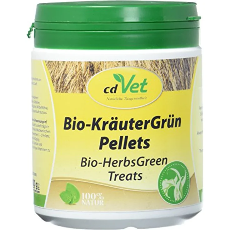 cdVet Bio-KräuterGrün Pellets 400g, Kleintierfutter mit 13 Kräuter- und Grasarten, getreidefrei, Bioqualität – Bild 1