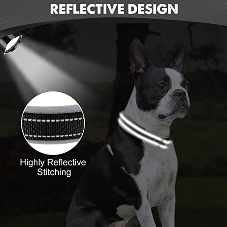 Joytale Hundehalsband, Gepolstert aus Neopren für Mittelgroße Hunde, Nylon Reflektierend, Schwarz – Bild 4