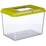 Ferplast GEO Maxi Tank, Aquarium aus robustem Kunststoff mit 21 L Fassungsvermögen, 41,3 x 26 x 29,8 cm, grün, mit Lüftungsgitter und abnehmbarem Deckel für Kleintiere, Fische und Insekten