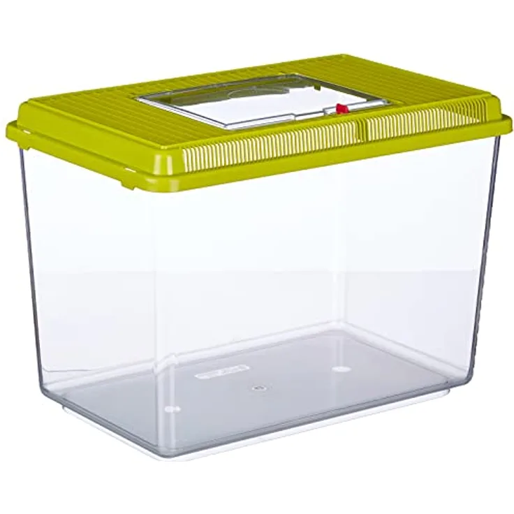 Ferplast GEO Maxi Tank, Aquarium aus robustem Kunststoff mit 21 L Fassungsvermögen, 41,3 x 26 x 29,8 cm, grün, mit Lüftungsgitter und abnehmbarem Deckel für Kleintiere, Fische und Insekten