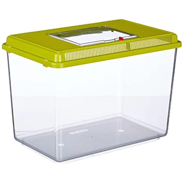 Ferplast GEO Maxi Tank, Aquarium aus robustem Kunststoff mit 21 L Fassungsvermögen, 41,3 x 26 x 29,8 cm, grün, mit Lüftungsgitter und abnehmbarem Deckel für Kleintiere, Fische und Insekten – Bild 1