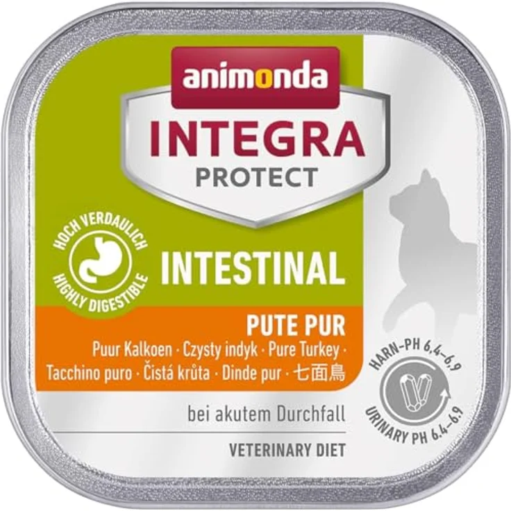 Animonda INTEGRA PROTECT Intestinal Pute Pur, Katzen Diätfutter bei Durchfall & Erbrechen, leicht verdauliches Nassfutter mit Pute und Reis, 16 x 100 g – Bild 1