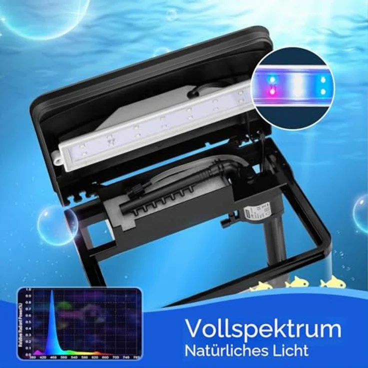 Nobleza Nano-Fischtank-Aquarium, 7 Liter mit LED-Beleuchtung und integriertem Filtersystem, Schwarz – Bild 4