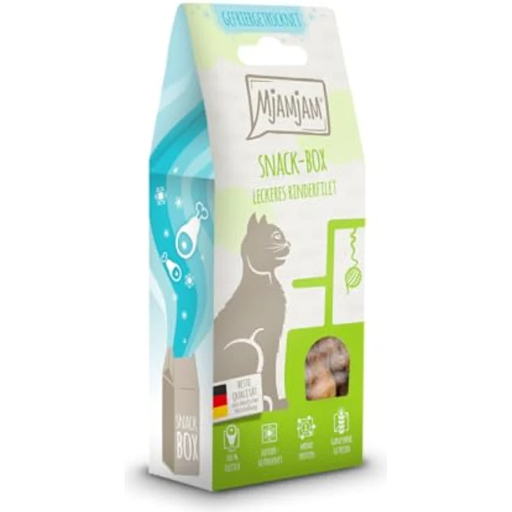 MjAMjAM Snack-Box leckeres Rinderfilet, 35 g - gefriergetrocknetes Katzenfutter für artgerechte Belohnungen – Bild 1