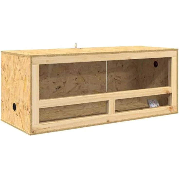 vidaXL Terrarium Braun 100 x 40 x 40 cm, OSB, Rustikales Design, Langlebig, Inklusive Thermometer, Ideal für Reptilien und Nagetiere – Bild 1
