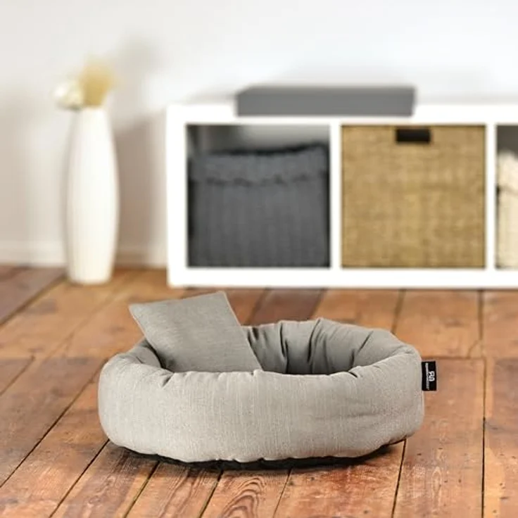 Rohrschneider Rohrschneider Kuschelinsel für Hunde und Katzen, aus 100% recyceltem Material, herausnehmbares Innenkissen, abnehmbarer Bezug, Grau, Größe S (50x15cm) – Bild 3