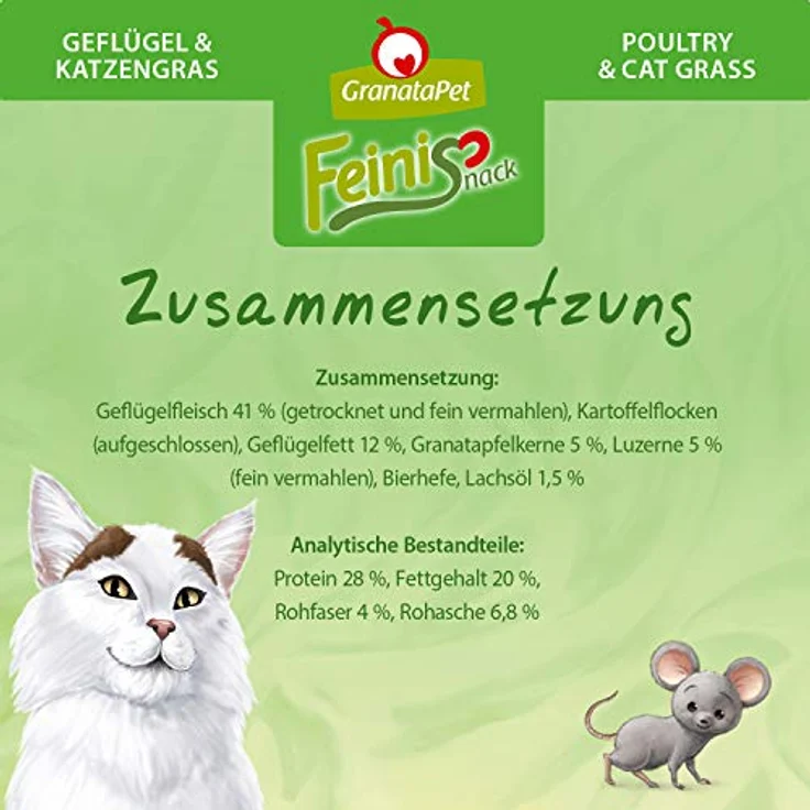 GranataPet Katzensnack Feinis Geflügel und Katzengras, getreidefrei, 50g gegen Haarballenbildung – Bild 4