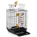 Yaheetech Vogelkäfig mit Dach, 40 x 40 x 58 cm, für Wellensittiche und Nymphensittiche, inklusive Vogelspielzeugen, schmutzresistente Wanne, verschließbare Tür