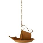 HTI-Living Vogeltränke Vogelfutterstation Tasse mit Vogel, Futterhaus in Rostoptik 16 x 11 x 21 cm, nostalgisches Flair und dekorativer Akzent