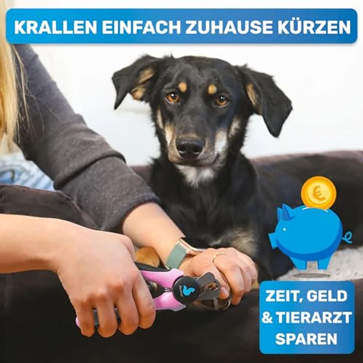 BluePet Krallenschere für Hunde & Katzen, Einsteigerfreundlich mit Sicherheitsmechanismus, inklusive Krallenfeile im Griff – Bild 2