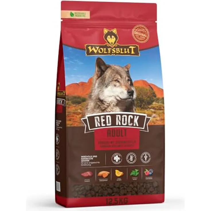 Wolfsblut Red Rock Adult, getreidefreies Hunde-Trockenfutter mit Känguru und Süßkartoffeln, 12,5 kg