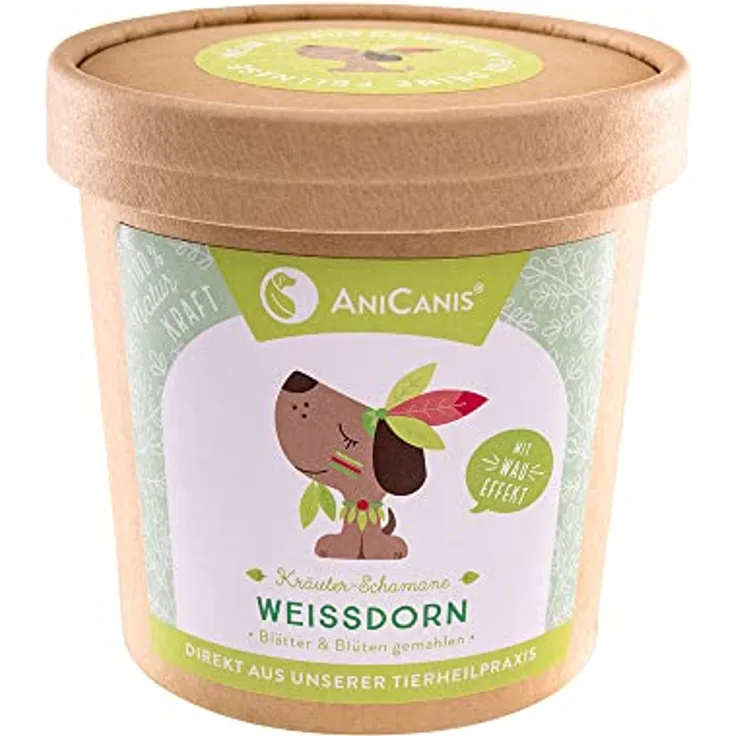AniCanis Weißdornpulver für Hunde & Katzen, 125g - Natürlicher Futterzusatz zur Unterstützung von Herz & Kreislauf, 100% vegan, Premium Qualität ohne Zusätze