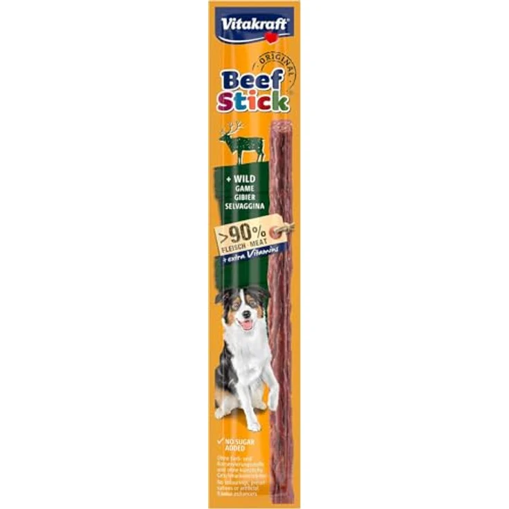 Vitakraft Beef Stick Wild, Hundeleckerli ohne Zuckerzusatz, 90% Fleischanteil, 12g – Bild 1