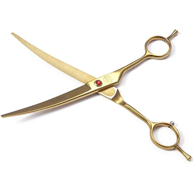 Moontay Professionelles Hundescheren-Set, 17,8 cm/20,3 cm, gebogene Hundeschere, Chunker-Schere und Ausdünnschere mit Pflegekamm aus japanischem 440C-Kohlenstoff-Edelstahl – Bild 5