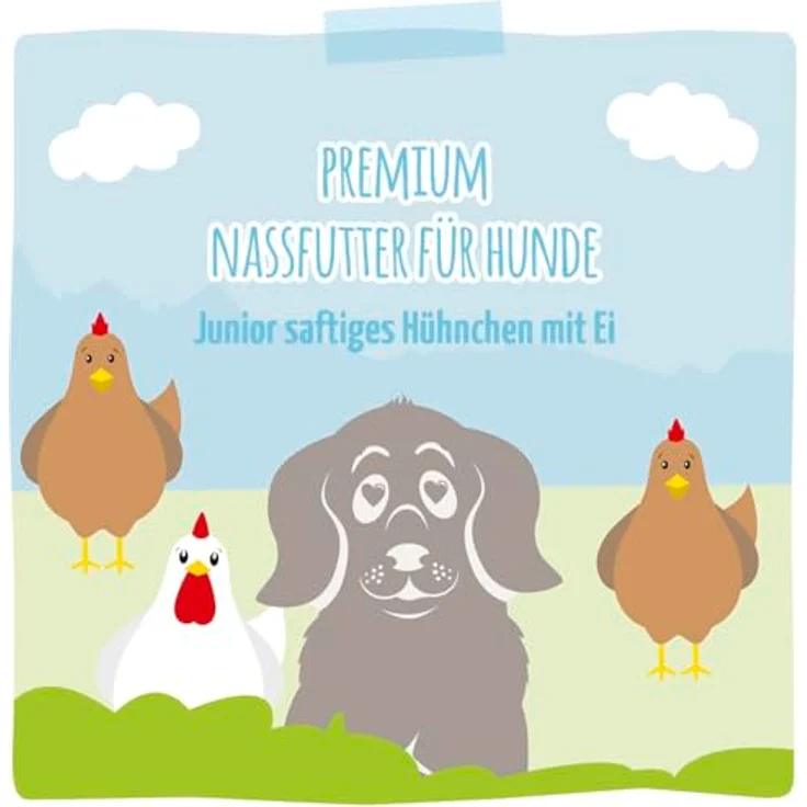 MjAMjAM Premium Nassfutter für Hunde Junior, saftiges Hühnchen mit Ei, 6er Pack (6 x 400 g), getreidefrei, hoher Fleischanteil, naturbelassen – Bild 5