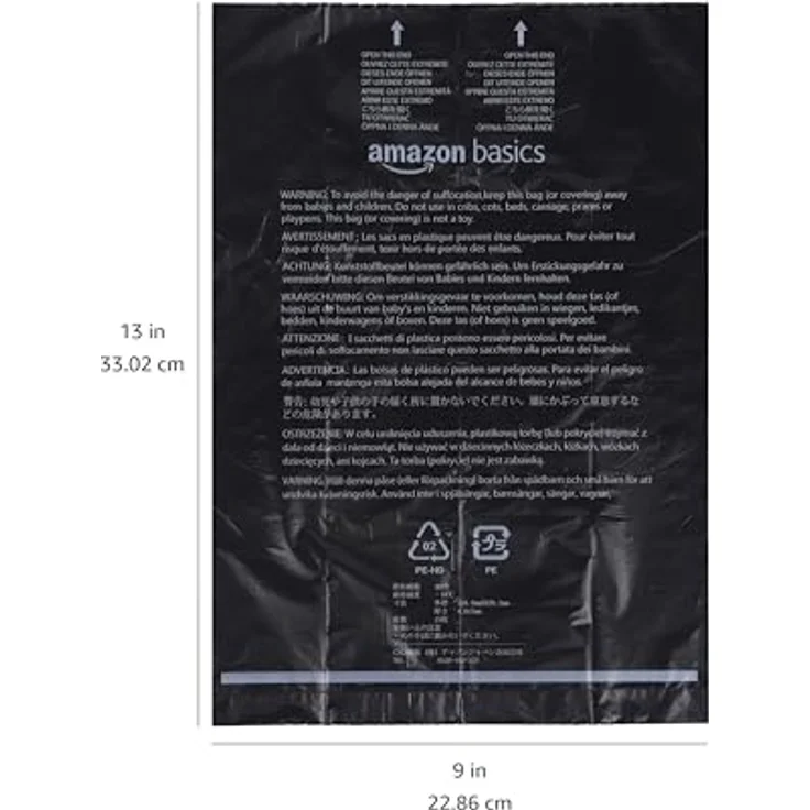 Amazon Basics Hundekotbeutel, strapazierfähig mit Spender und Leinenclip, unparfümiert, 300 Beutel (20 Packungen mit je 15 Beuteln), Schwarz – Bild 5