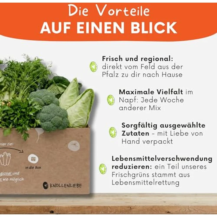 Knollenliebe Vun allem Ebbes Frischfutter-Box 3 kg, abwechslungsreiche Kleintierernährung mit Salaten, Kräutern und Gemüse – Bild 3