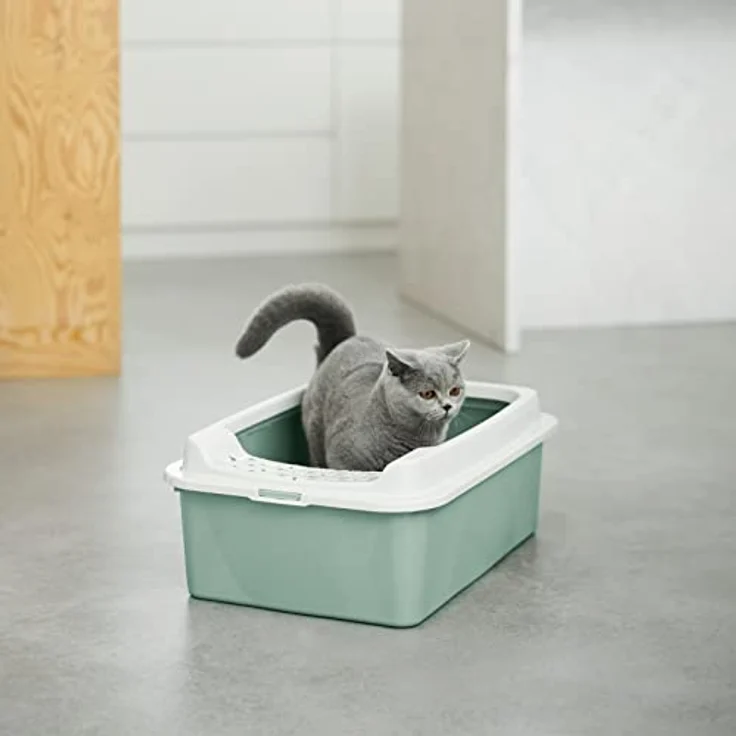 Rotho MyPet Bonnie Katzenklo mit Top-Eingang, Kunststoff (PP recycelt), grün/weiss, M, M (57,2 x 39,3 x 20,9 cm) – Bild 2