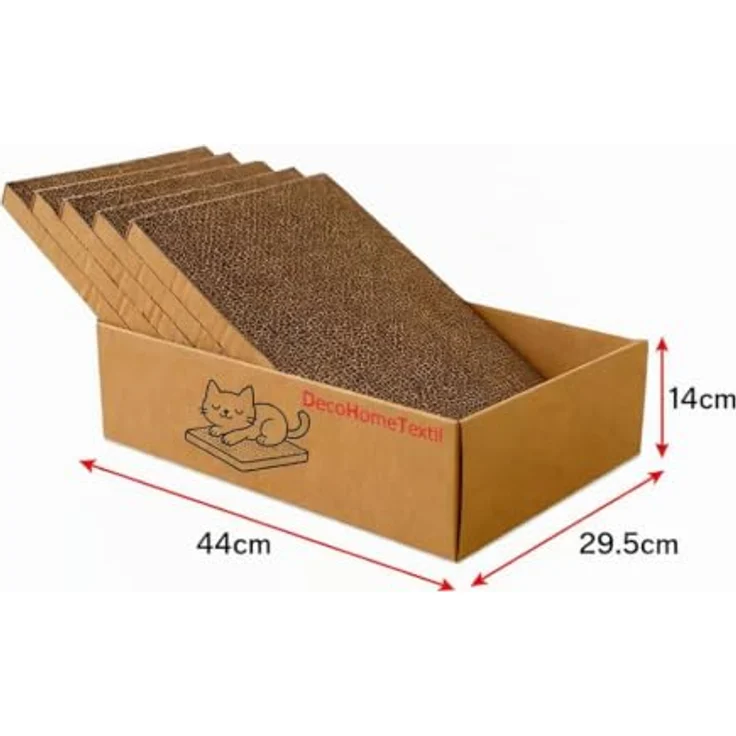 DecoHomeTextil Kratzbrett für Katzen, Krallen Kiste mit 2x 5er-Set beidseitiger Kratzpappe, 44 x 29,5 x 13 cm, für alle Katzenrassen geeignet – Bild 7