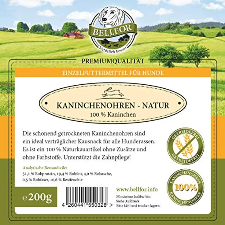 Bellfor Sparset Hunde-Trockenfutter Gutshof-Schmaus 7,5kg & Landgut-Schmaus 2,5kg, inkl. Kaninchenohren 200g, getreidefrei, mit natürlichen Zutaten – Bild 5