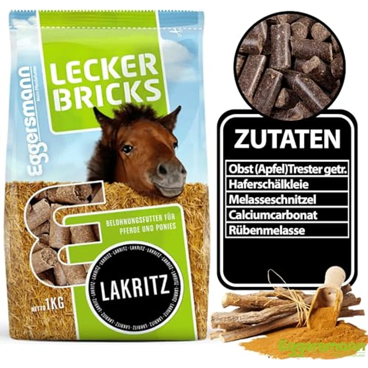 Eggersmann Lecker Bricks Lakritz, Pferdeleckerlis zur Belohnung, 1kg, natürlicher Kräuter-Geschmack – Bild 5