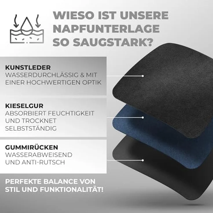 Miggo® Napfunterlage XXL 70x100 cm, saugfähig und rutschfest aus Kunstleder, schwarz – Bild 5