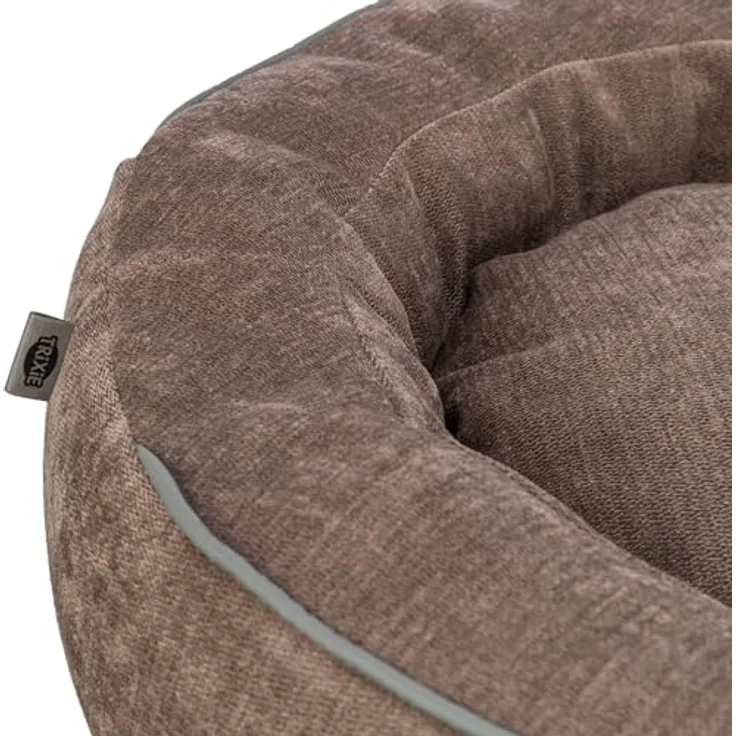 Trixie Hundebett Vital Lennox, orthopädisches Hundekissen aus Chenille, rund, braun, ø50cm mit viskoelastischem Schaum und rutschfestem Boden – Bild 2