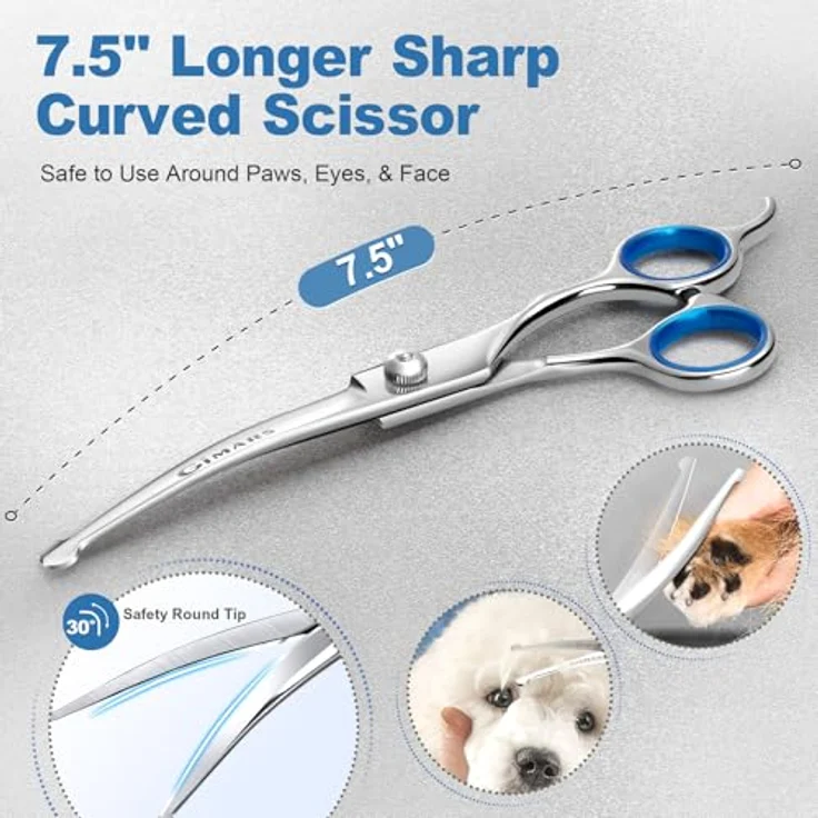 Gimars 4CR Hundeschere Set, 6-in-1 Profi Fellschere mit Rundspitze, ergonomische Griffe und Titan-beschichtete Klingen für Hunde und Katzen – Bild 2
