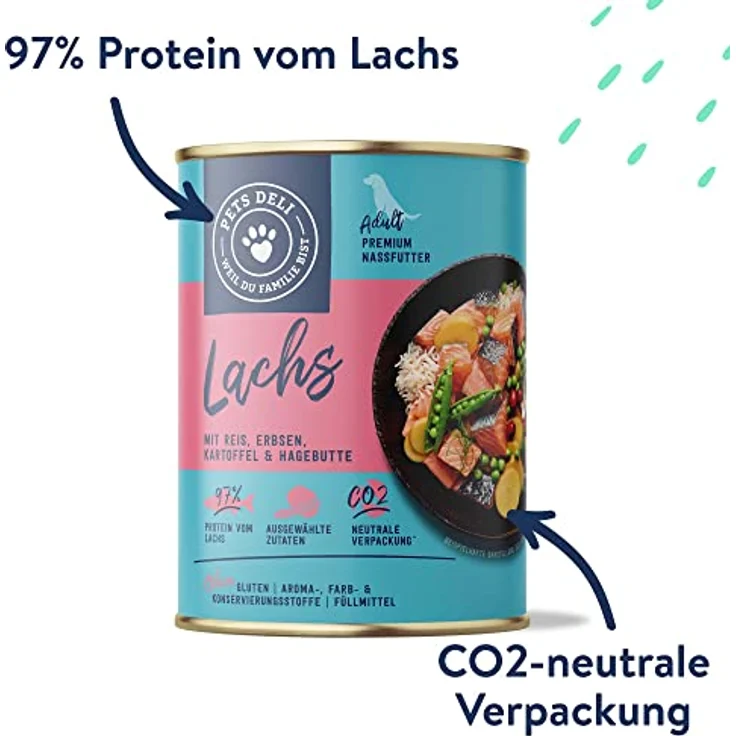 Pets Deli Classic Hunde Nassfutter Lachs, Reis & Kartoffel, leicht verdaulich mit Omega-3, getreidefrei, 6x375 g, Premium Qualität – Bild 5