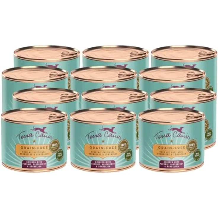 Terra Canis Huhn, Pastinake, Brombeere & Löwenzahn, Getreidefreies Nassfutter, 12x200g, 100% Lebensmittelqualität, glutenfrei, reichhaltig und gesund – Bild 1