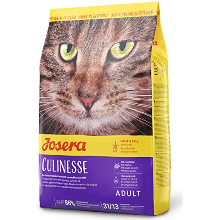 Josera Culinesse Adult, Premium Trockenfutter für wählerische Katzen, Lachs & Geflügel, weizenfrei, 2 kg