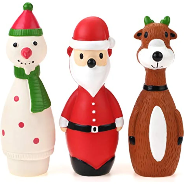 Chiwava 3 Stücke Latex Quietsch Weihnachts-Hundespielzeug, 5.7" interaktives Kau- und Quietschspielzeug für kleine Hunde – Bild 1