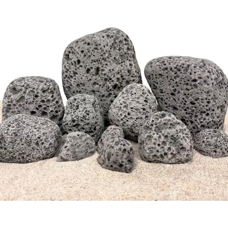AquaOne Black Lava Pebbles, 25 kg Mix Natursteine für Aquascaping, Größe S-XL, Wasser neutral, dekorativ für Aquarien und Terrarien – Bild 1