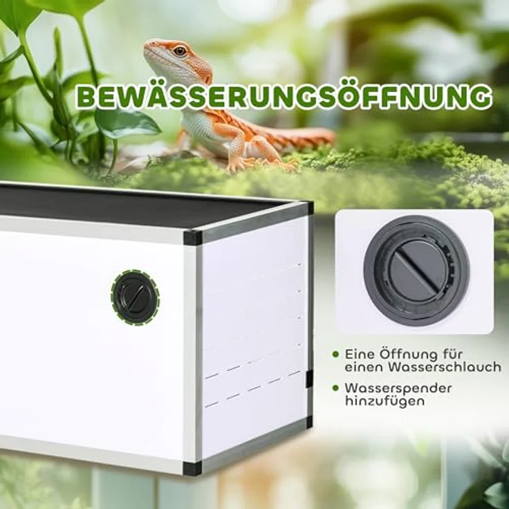 PawHut Aluminium Terrarium 120 x 40 x 40 cm, Mesh-Terrarium für Reptilien, Amphibien und Spinnentiere, gute Belüftung, Acryltür, DIY-Design in Weiß, Silber und Schwarz – Bild 4