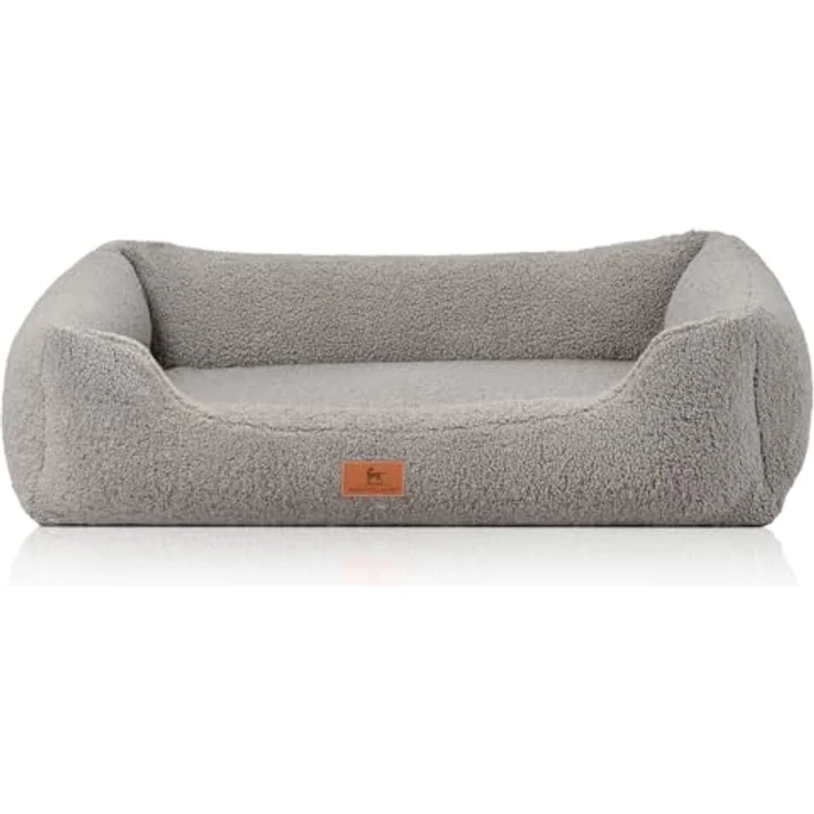 Knuffelwuff Orthopädisches Hundebett Wollekopp, M-L 85 x 63 cm, grau, abnehmbarer und waschbarer Bezug, für große, mittelgroße und kleine Hunde, rutschfester Unterboden – Bild 2