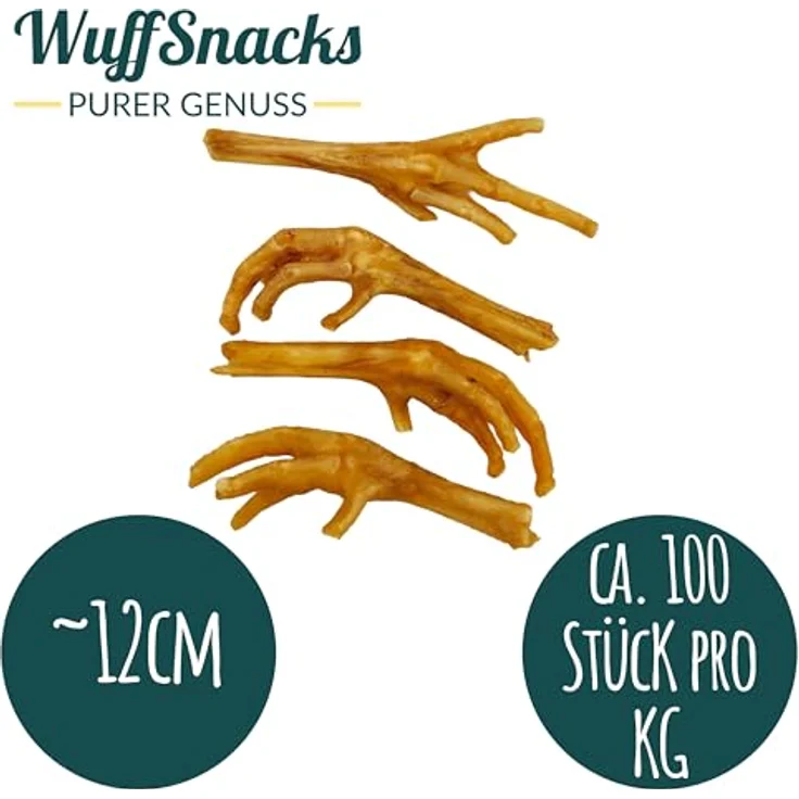 WuffSnacks Getrocknete Hühnerfüße für Hunde, 10 kg, 100% natürlich, Kauartikel für optimale Zahnpflege und wenig Fett – Bild 5