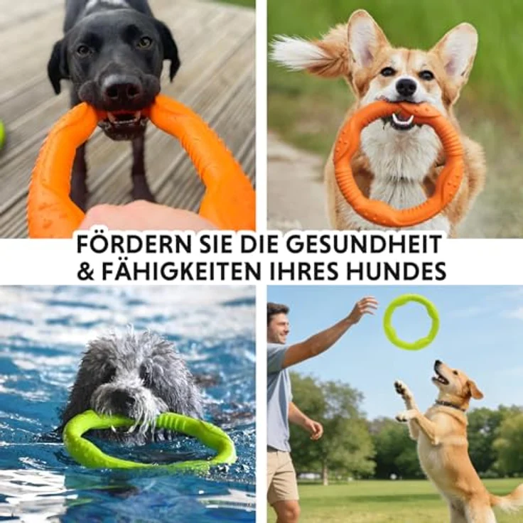LaRoo Hund Frisbee Fitness Ring, 22 cm unzerstörbare Flugscheibe, schwimmfähig und wasserfest für mittelgroße und kleine Hunde – Bild 5